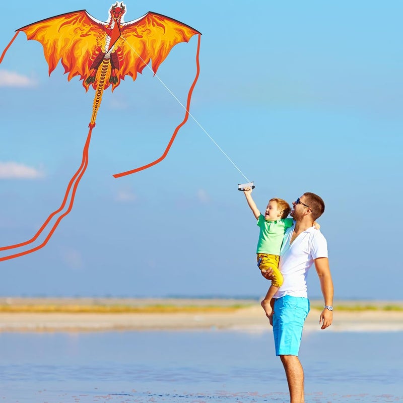 Crogift Dragon Kite for Adults, Kites for Kids Ages 4-8 8-12 Easy to Fly, Kids Kites for Boy Girls, Kite for Beginners Beach Trip Park Family Outdoor Games and Activities - Image 2